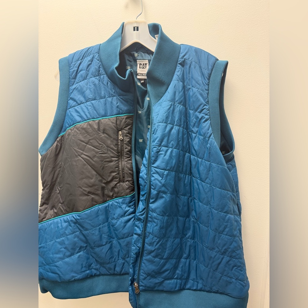 CAT Women's Quilted Blue and Black Vest